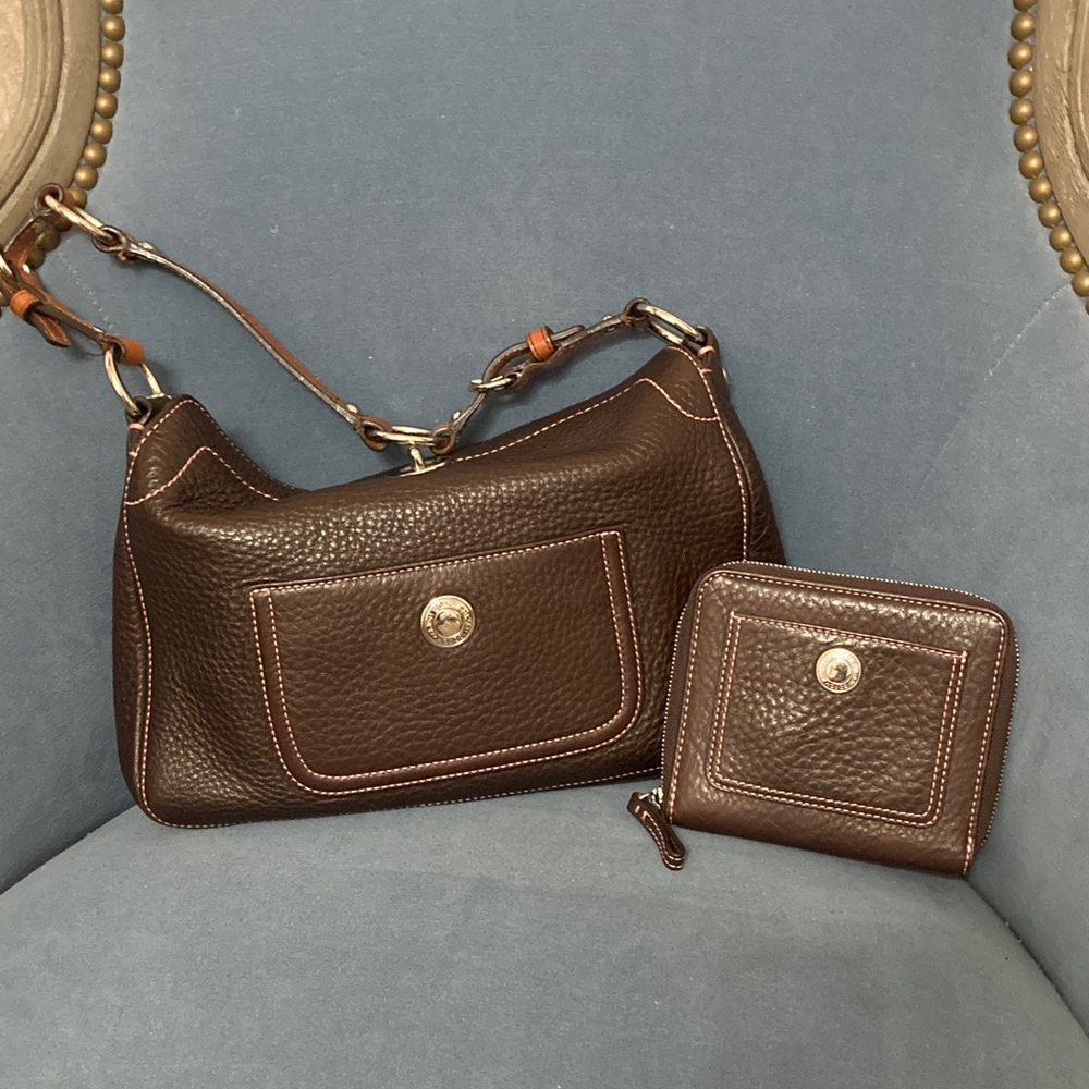 Elegant Brown Leather Handbag and Wallet Set